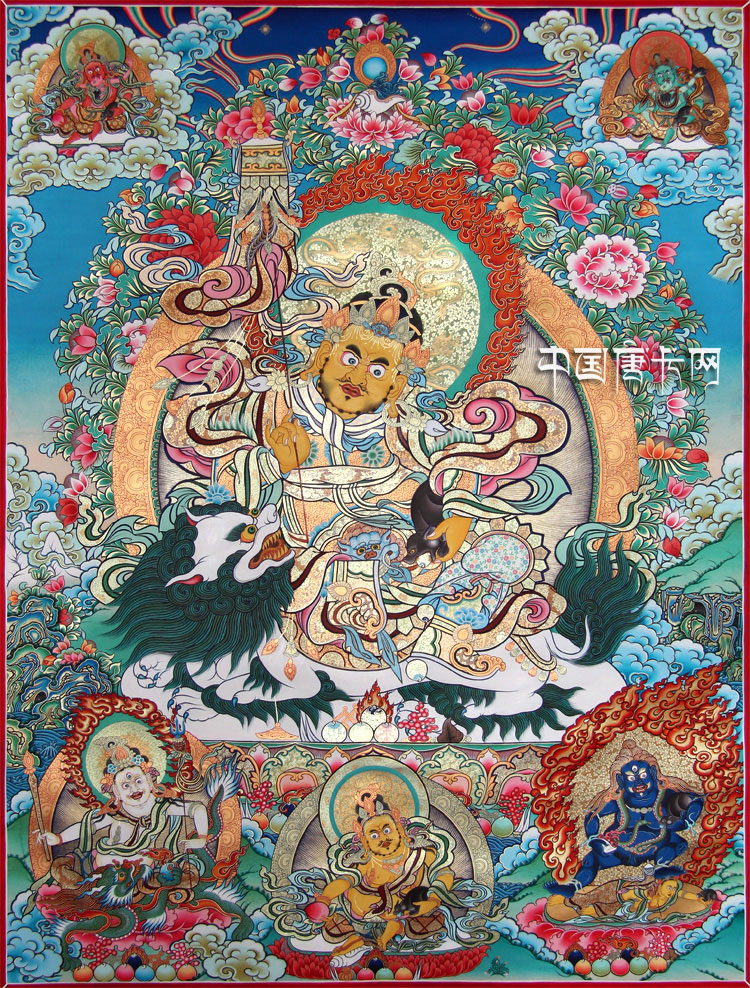 财宝天王与五姓财神唐卡