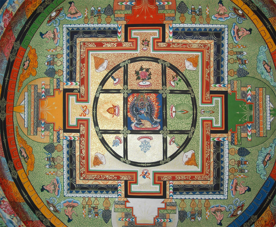 > 大威德金刚坛城唐卡