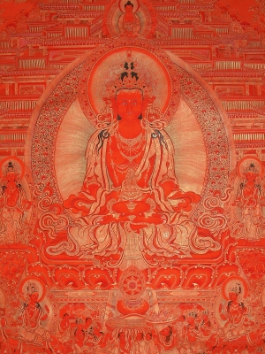 长寿佛极乐世界红唐卡