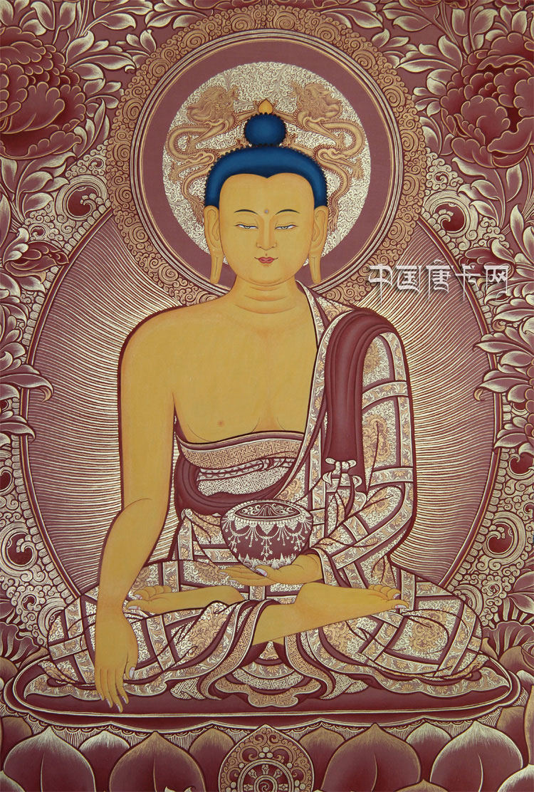释迦牟尼红金唐卡